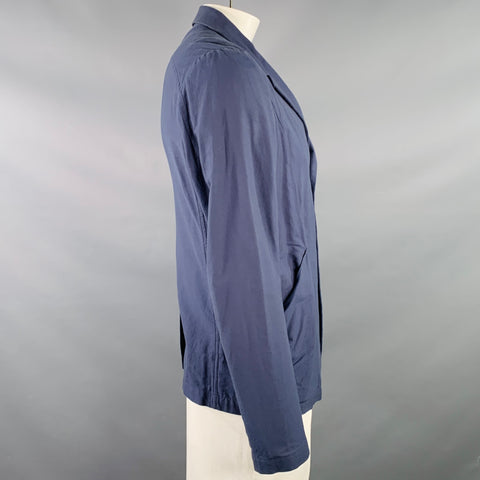 ATTACHMENT Size L Blue Cotton Nylon Single Breasted Unstructured Blazer Jacket