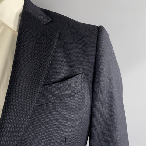 ERMENEGILDO ZEGNA Chest Size 40 Navy Solid Wool Notch Lapel 32 34 Suit
