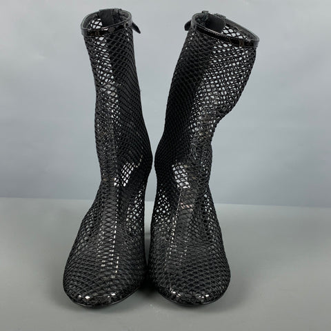 ALAIA Talla 7 Botas de cuña transparentes negras
