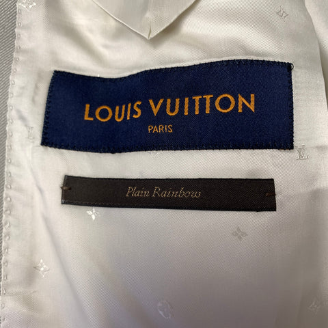 LOUIS VUITTON Chest Size 38 Green Wool & Polyester Peak Lapel Sport Coat