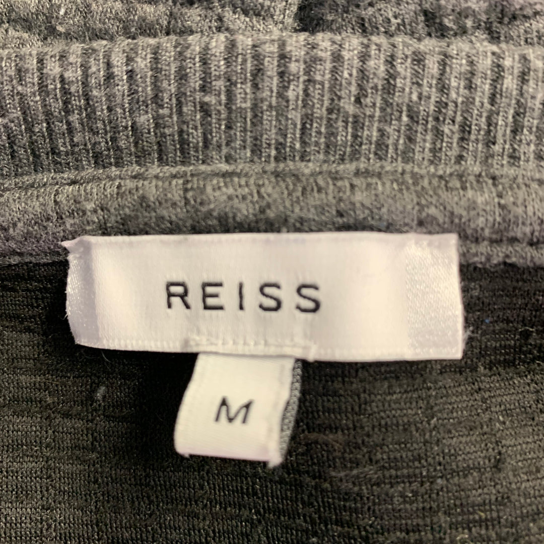 REISS Size M Green Charcoal Quilted Polyester Blend Crew-Neck Pullover