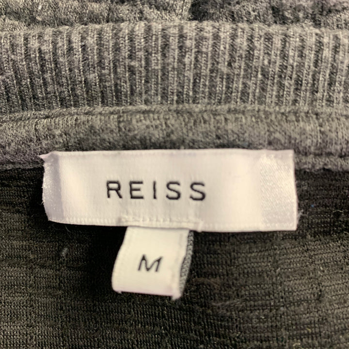 REISS Size M Green Charcoal Quilted Polyester Blend Crew-Neck Pullover