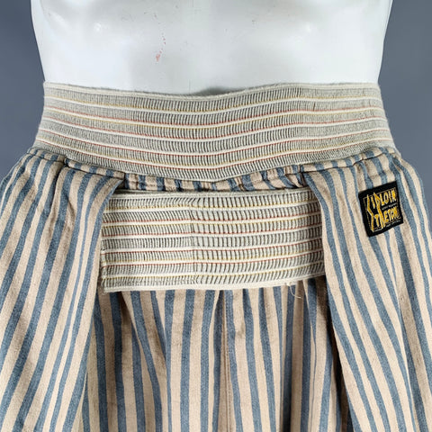 KAPITAL Size L Beige Blue Stripe Linen Cotton Drop Crotch Casual Pants