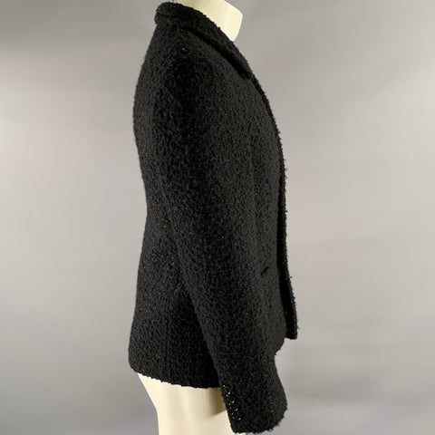SAINT LAURENT Size M Black Tweed Wool  Polyamide Coat