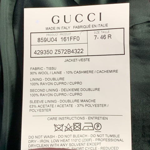 GUCCI Size 36 Regular Red Green Navy Plaid Wool Cashmere Sport Coat