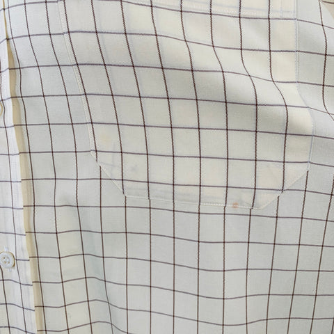LUCIANO BARBERA Size L Yellow Brown Window Pane Cotton Long Sleeve Shirt