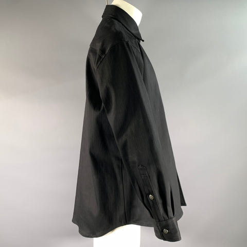 RAF SIMONS Size M Black Cotton / Polyurethane Long Sleeve Shirt