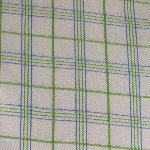 BRIONI Size M White Green Plaid Cotton Button Up Long Sleeve Shirt