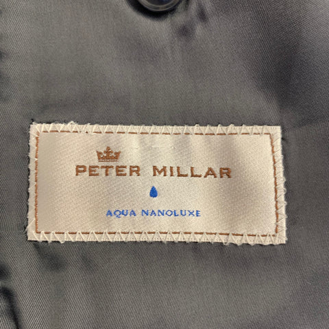 PETER MILLAR Size 44 Regular Navy Blue Window Pane Wool Notch Lapel Suit