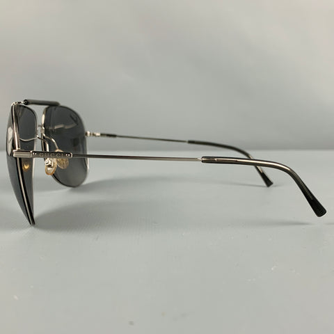 GUCCI Silver Metal Aviator Sunglasses