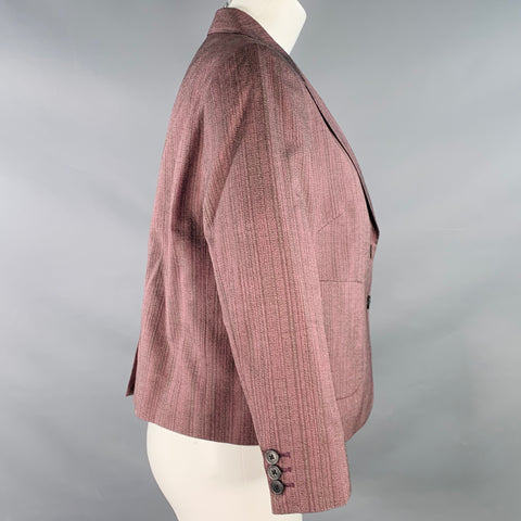 DRIES VAN NOTEN Size 8 Purple Grey Cotton Blend Stripe Jacket Blazer