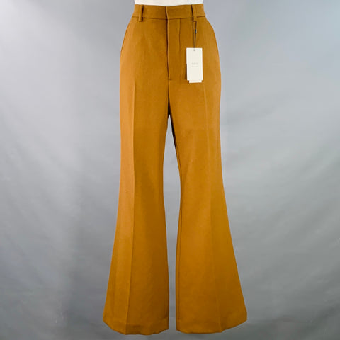 AMI by ALEXANDRE MATTIUSSI Size 0 Brown Virgin Wool Twill Flared Dress Pants