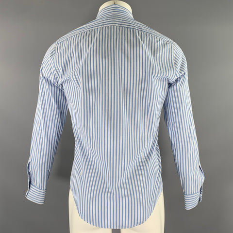 LODEN DAGER Size S Blue White Stripe Cotton Pointed Collar Long Sleeve Shirt