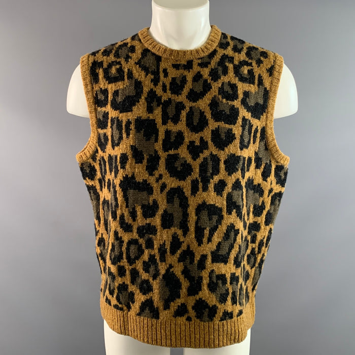 KAPITAL Size L Leopard  Print Wool Acryllic Vest