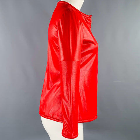 OSCAR DE LA RENTA Size M Red Zip Up Cover-Up Jacket