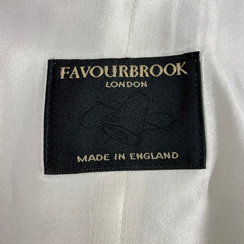 FAVOURBROOK Size 46 Beige Navy Dots Silk Classic Notch Lapel Vest