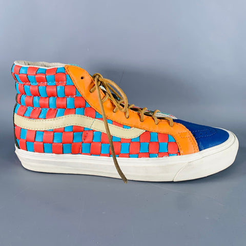 VANS Size 10 50th Anniversary Multi Color Checkered Leather High Top Sneakers