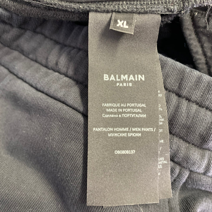 BALMAIN Size XL Black Cargo Zip Pockets Casual Pants
