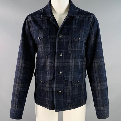 GRAYERS Size M Navy Green Wool Blend Snap Pockets Shirt Jacket