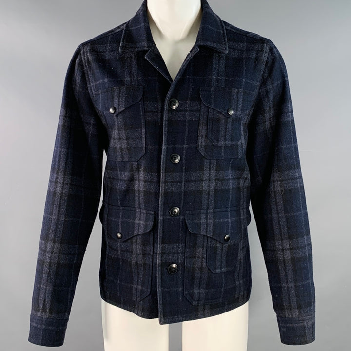 GRAYERS Size M Navy Green Wool Blend Snap Pockets Shirt Jacket