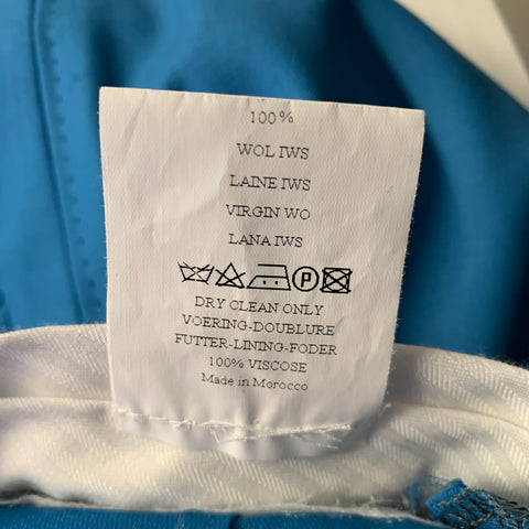 KLEIN EPSTEIN & PARKER Size 40 Blue Solid Wool Shawl Lapel Suit