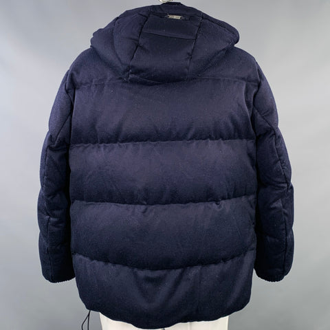 EMPORIO ARMANI Size 44 Navy Wool Cashmere Padded Coat
