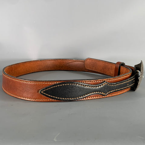 VINTAGE Brown Black Concho Leather Belt