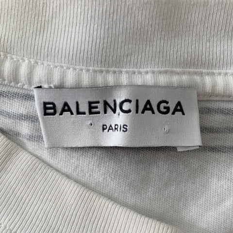 BALENCIAGA Size S White Black Stripe Cotton Cape T-shirt