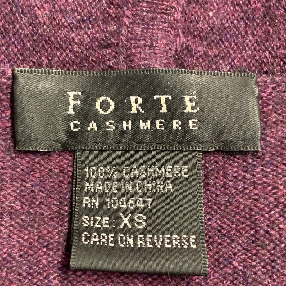 FORTE Size XS Purple Maroon Melange Cashmere V-Neck Mini Sweater Dress