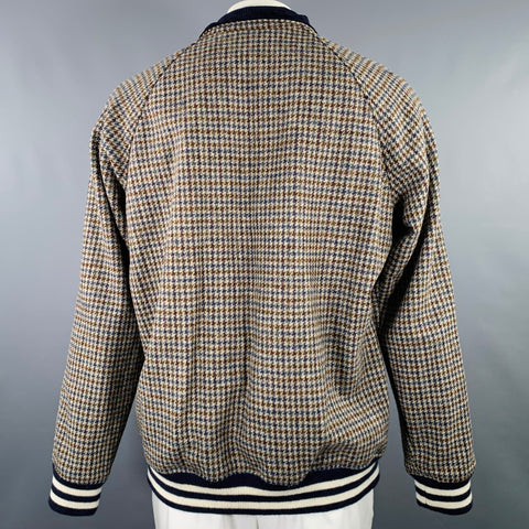 TODD SNYDER Size XXL Grey Brown Navy Houndstooth Wool Jacket