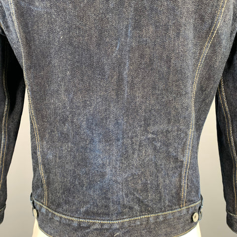 IRON HEART Size L -Type III- 21 oz Blue Indigo Contrast Stitch Selvedge Denim Jacket