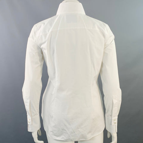 LAFAYETTE 148 Size M White Cotton Pleated Tuxedo Shirt