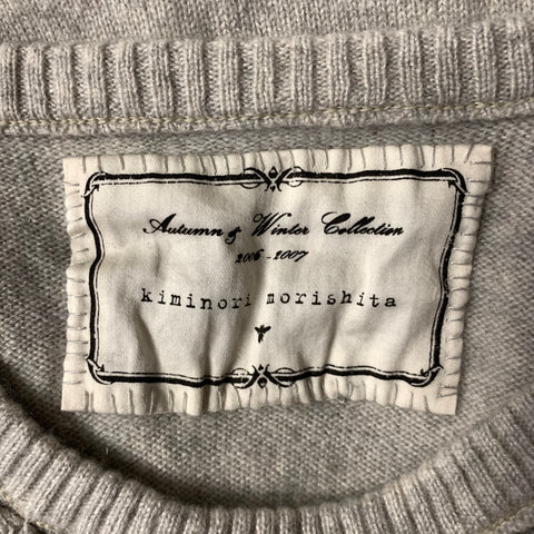 KIMINORI MORISHITA Size M Grey Cashmere Knit Crew Neck Pullover Womens