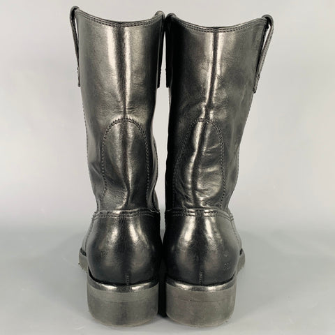 GOLDEN GOOSE Size 7 Black Leather Pull On Cowboy Boots