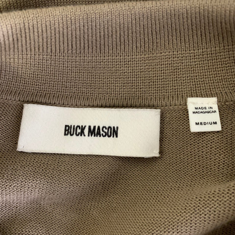 BUCK MASON Size M Green Olive Knit Cashmere Cotton Ribbed Pullover