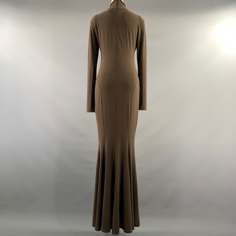 NORMA KAMALI Size M Brown Polyester Spandex Maxi Long Dress