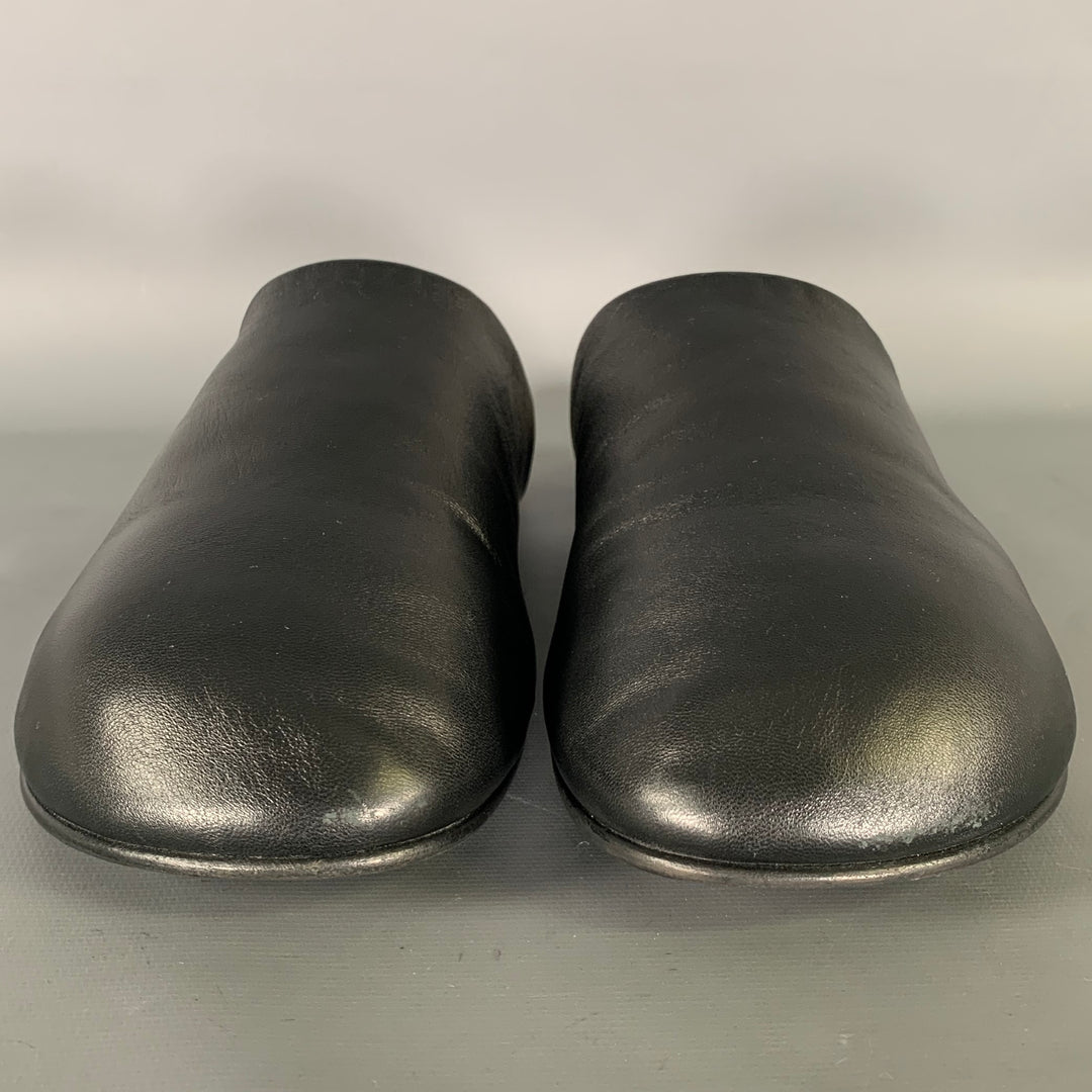 CARVEN Size 10 Black Leather Lambskin Slippers Flats