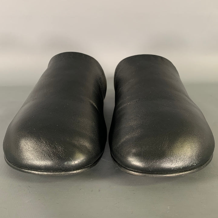 CARVEN Size 10 Black Leather Lambskin Slippers Flats