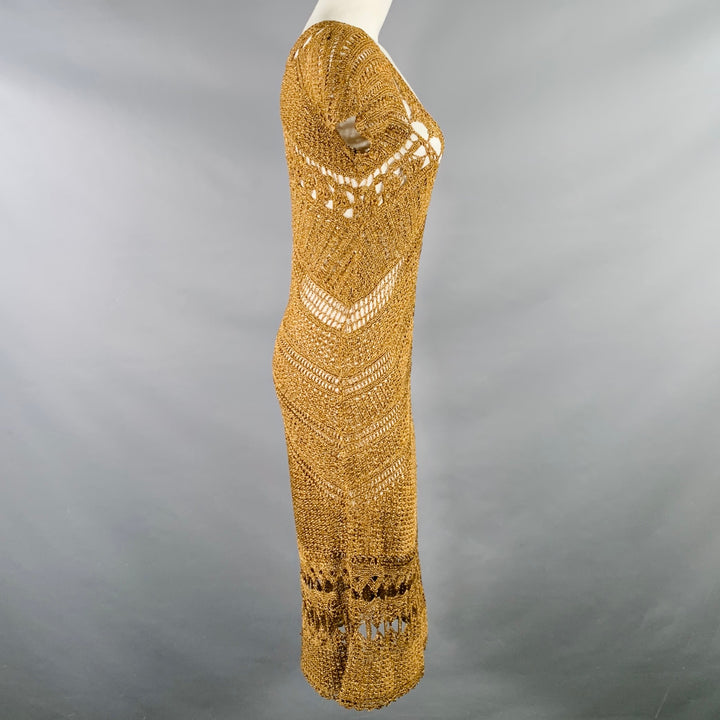 DIANE VON FURSTENBERG Size M Gold Acetate Blend Crochet Dress