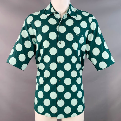 AMI by ALEXANDRE MATTIUSSI Size S Forest Green Mint Polka Dot Short Sleeve Shirt