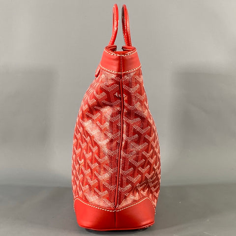 GOYARD BELUGA Red Monogram Canvas Leather Top Handles Handbag