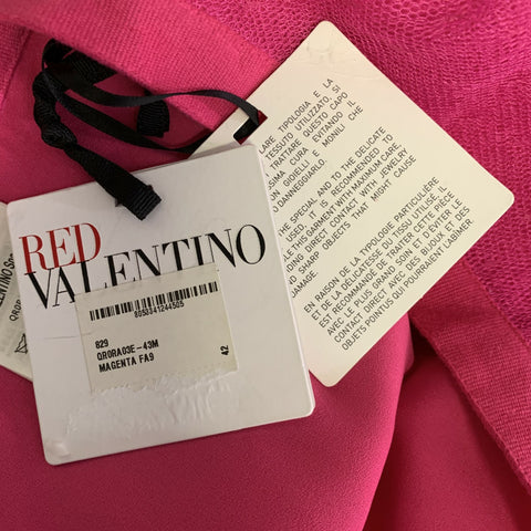 RED VALENTINO Size 6 Pink Polyamide Ruffled A-Line Skirt