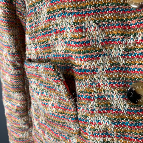 HERMES Size 8 Multi-Color Silk  Wool Jacket