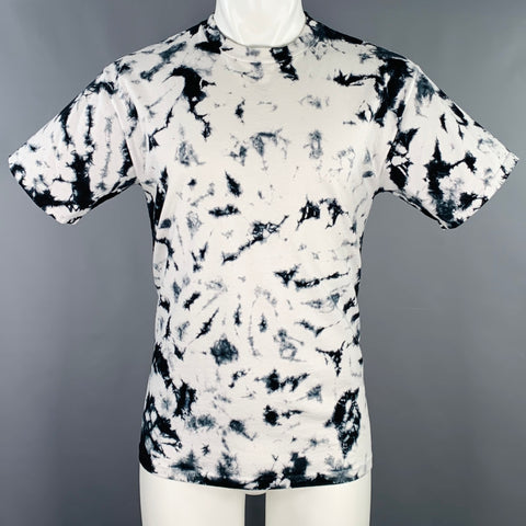 R.SWIADER Size XS White Indigo Tie Dye Cotton Crew Neck T-shirt