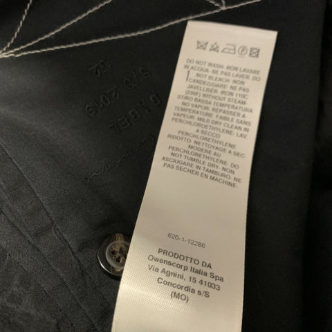 RICK OWENS SS2019 Chest Size 42 Black Textured Wool  Polyamide Sport Coat
