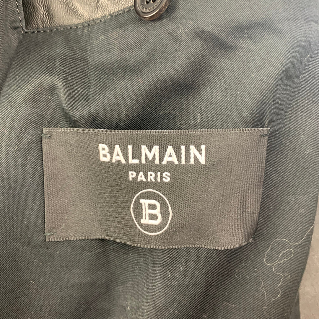 BALMAIN By Olivier Rousteing Size 38 Black Leather Motorcycle Jacket