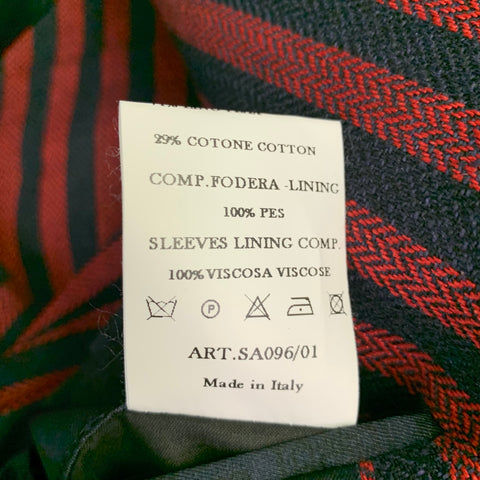 MASSIMO PIOMBO Size 44 Red Black Stripe Linen Cotton Sport Coat