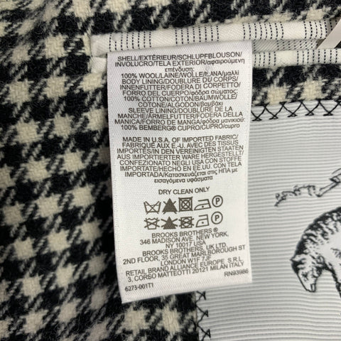 BLACK FLEECE Size 38 Black White Checkered Wool Notch Lapel Suit