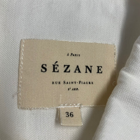 SEZANE Size S White Cotton One Pocket Oxford Shirt