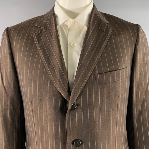 BRIONI Size 42 Brown Camel Pinstripe Wool Blend Notch Lapel Sport Coat